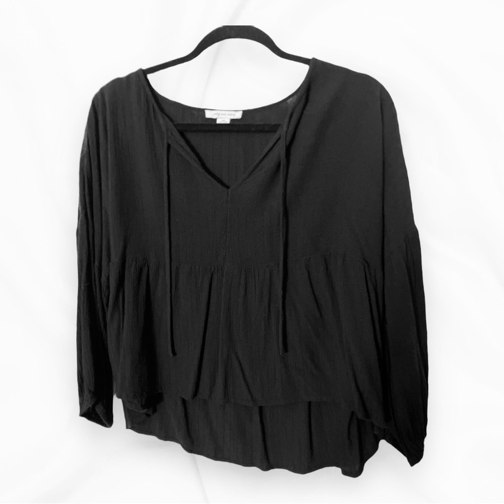 American Eagle Outfitters Black Blouse Relaxed Fit